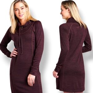 KUHL Léa'™ Dress Cowl Neck Hand Warmer Pockets Thumb Loops Heathered Brown Sz L